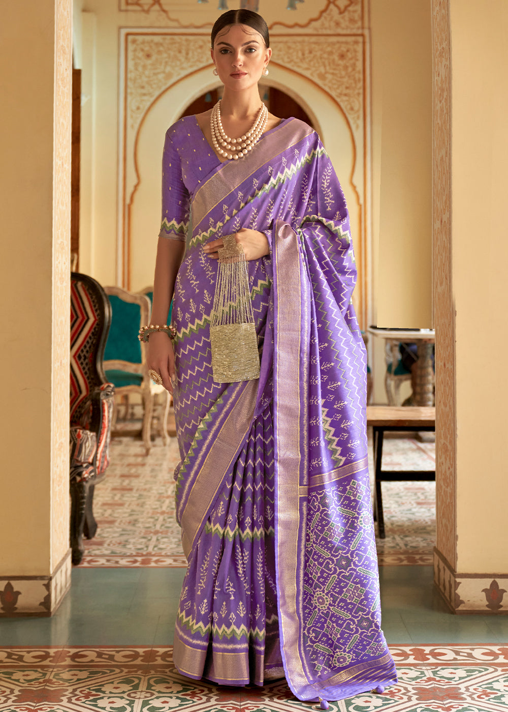 Buy MySilkLove Violet Purple Designer Patola Silk Saree Online