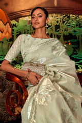 Deco Green Printed Banarasi Partywear Silk Saree