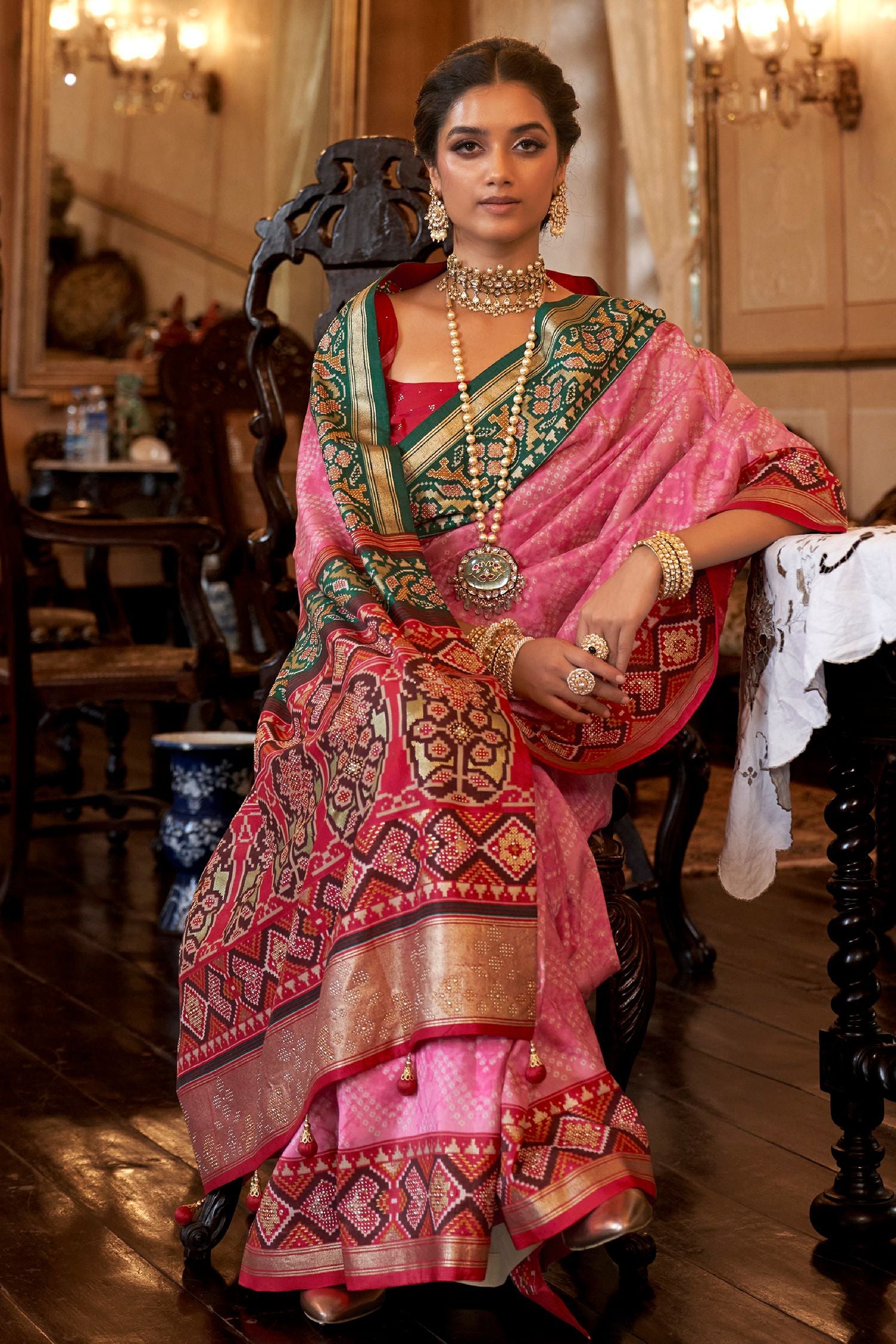 MySilkLove Mauvelous Pink Handloom Patola Silk Saree