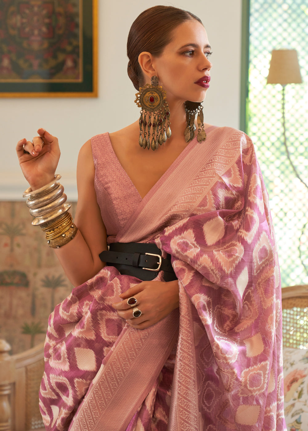 Buy MySilkLove Pink Sherbert Woven Banarasi Tissue Silk Saree Online