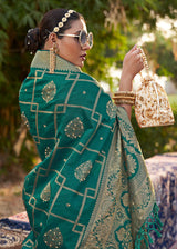 Mineral Green Woven Banarasi Silk Saree