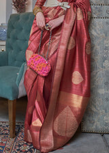 Persian Plum Red Woven Banarasi Tussar Silk Saree