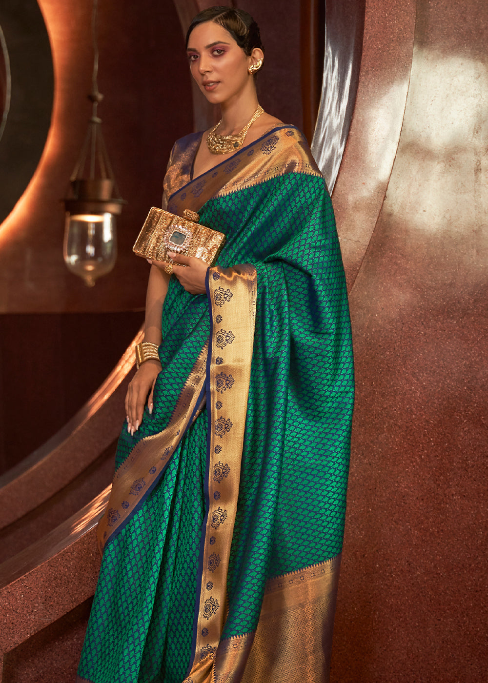 Buy MySilkLove Watercourse Green Woven Banarasi Silk Saree Online