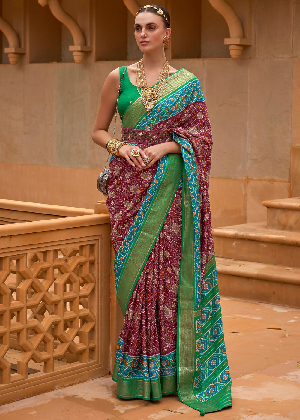 Buy MySilkLove El Salva Brown Woven Patola Silk Saree Online