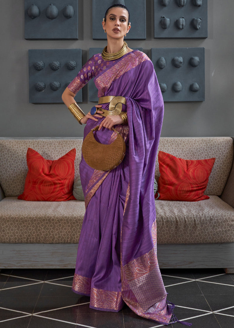 Violet silk saree with blouse 486