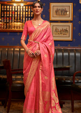 Tulip Pink Woven Banarasi Silk Saree