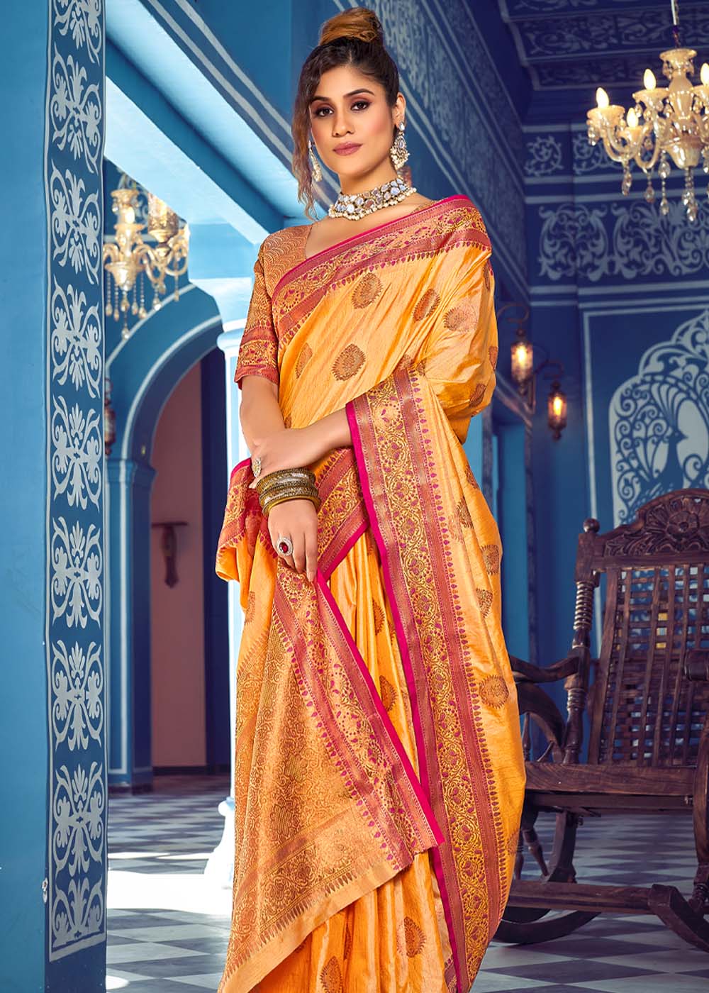 MySilkLove Rajah Yellow Woven Banarasi Silk Saree