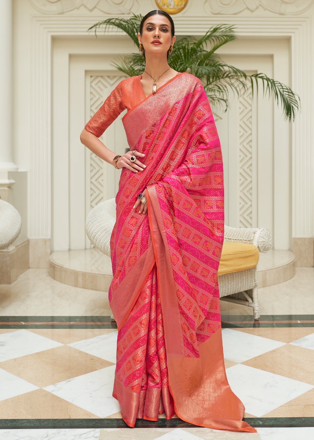 Buy MySilkLove French Rose Pink Woven Patola Saree Online