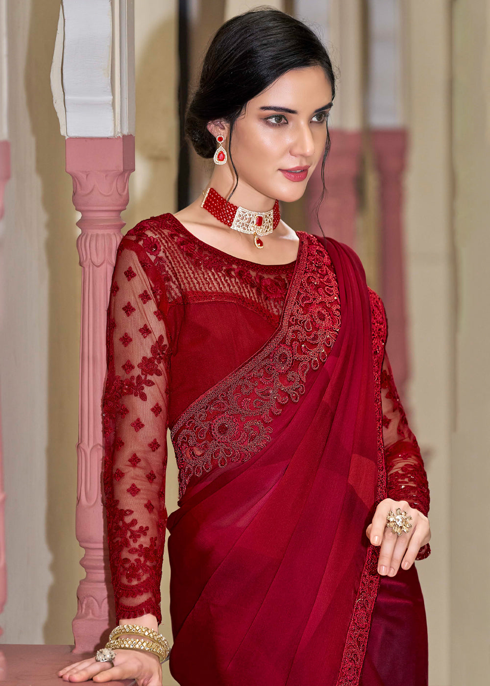 Buy MySilkLove Monarch Red Woven Designer Silk Saree Online