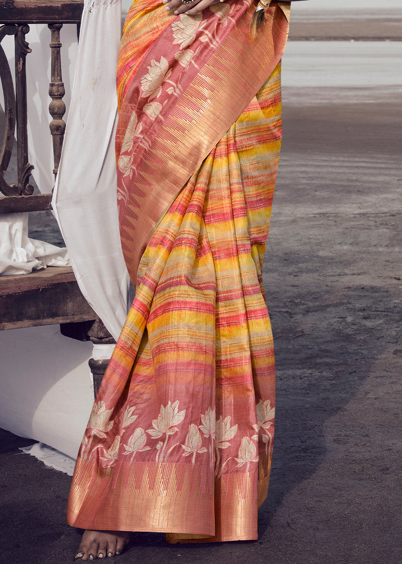 Multicolor Printed Designer Silk Saree