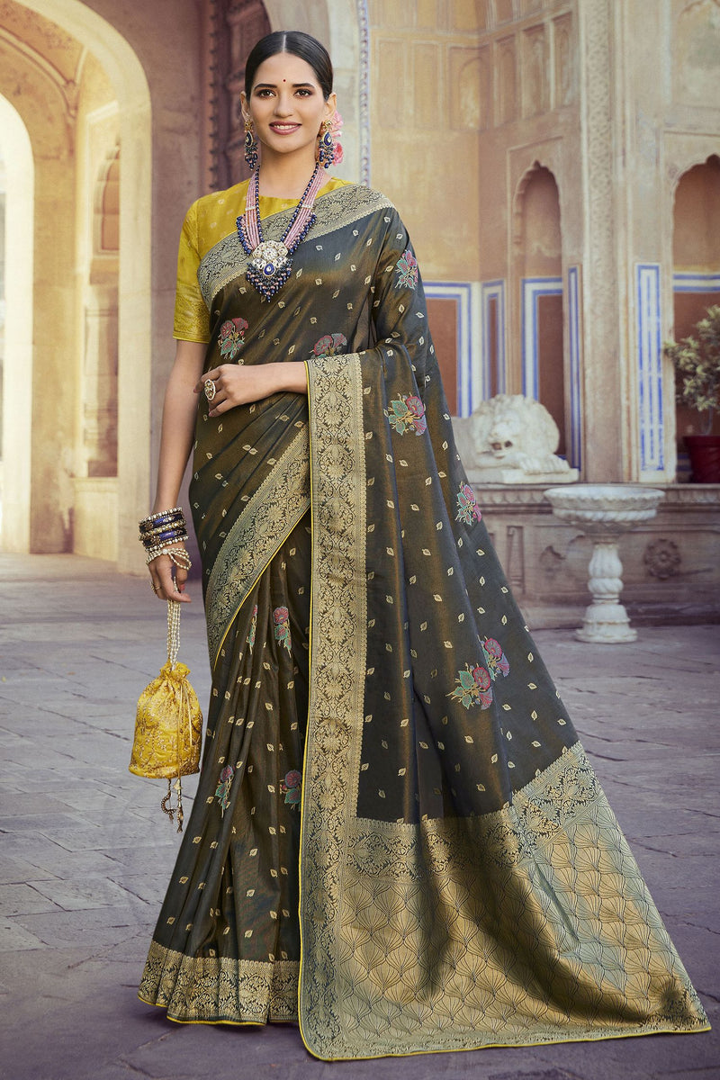 Buy Blue Maroon Black Green Saree Sari With Stitched Blouse Ready to Wear  Indian Silk Designer Saree Wedding Silk Saree Partywear Saree, RR-4027  Online in India - Etsy