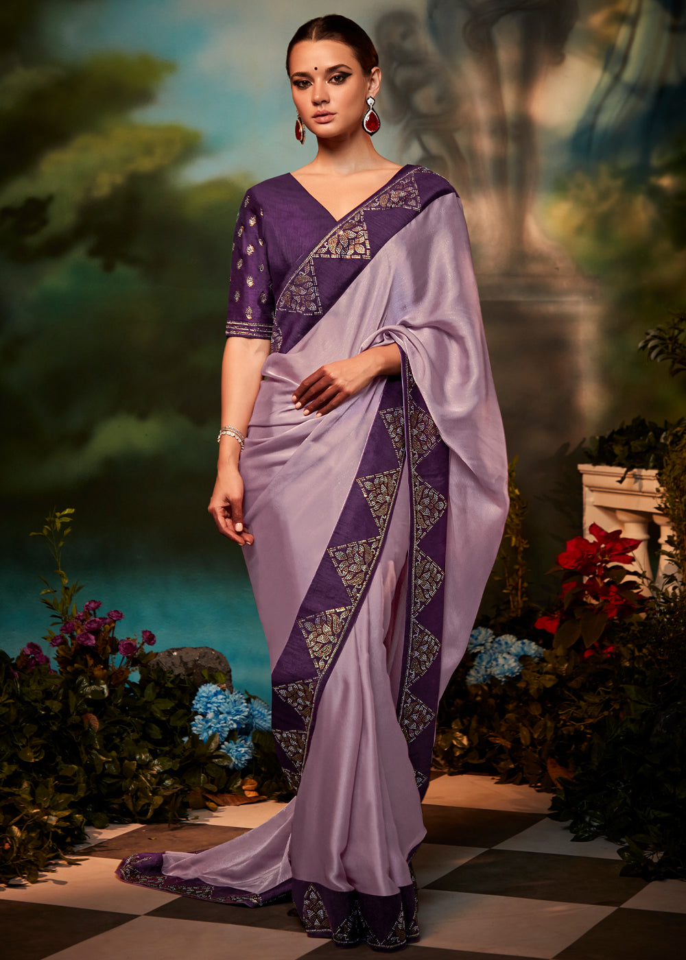 Lily Purple Woven Banarasi Soft Silk Designer Saree