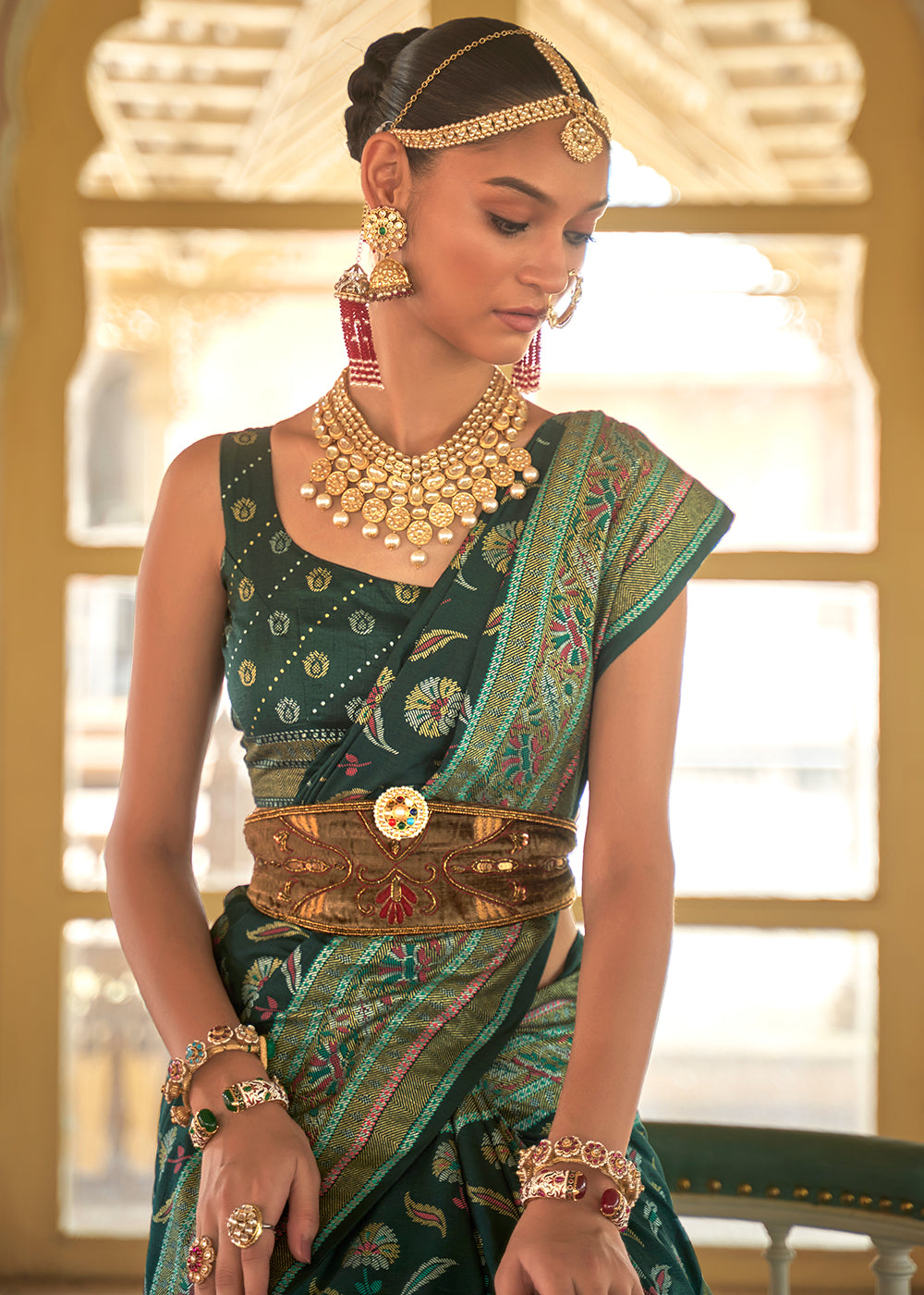 Buy MySilkLove Siam Green Zari Woven Banarasi Silk Saree Online