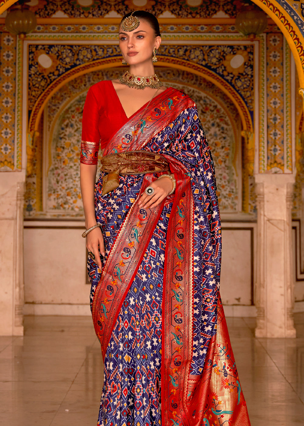 Buy MySilkLove Voodoo Blue Woven Patola Paithani  Silk Saree Online