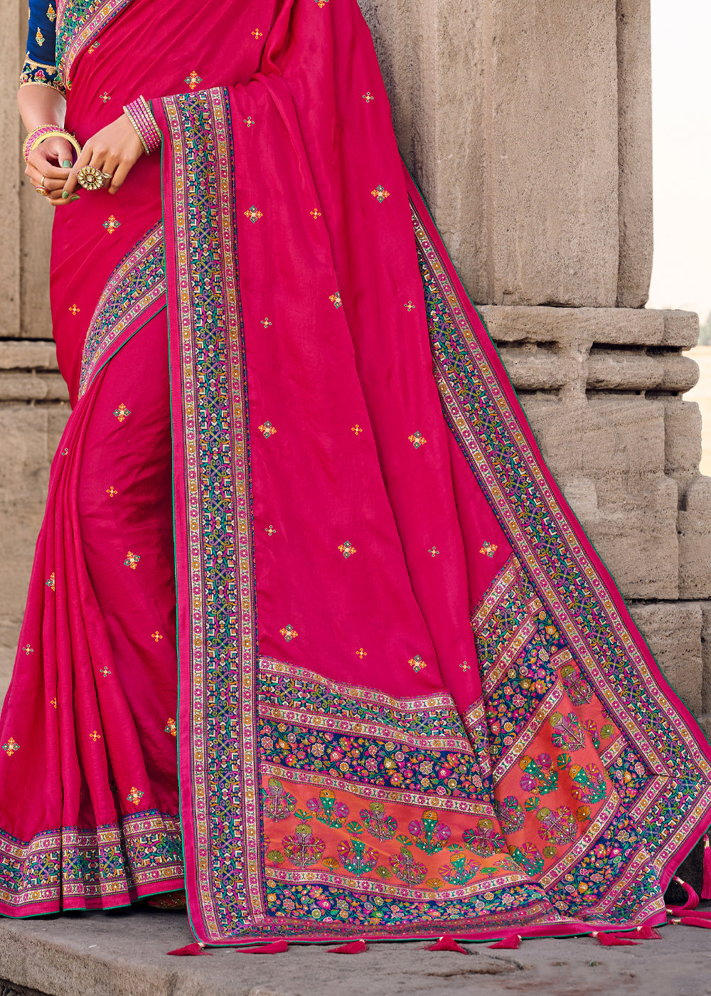 Buy MySilkLove Rose Pearl Pink Banarasi Woven Silk Saree with Designer Blouse Online