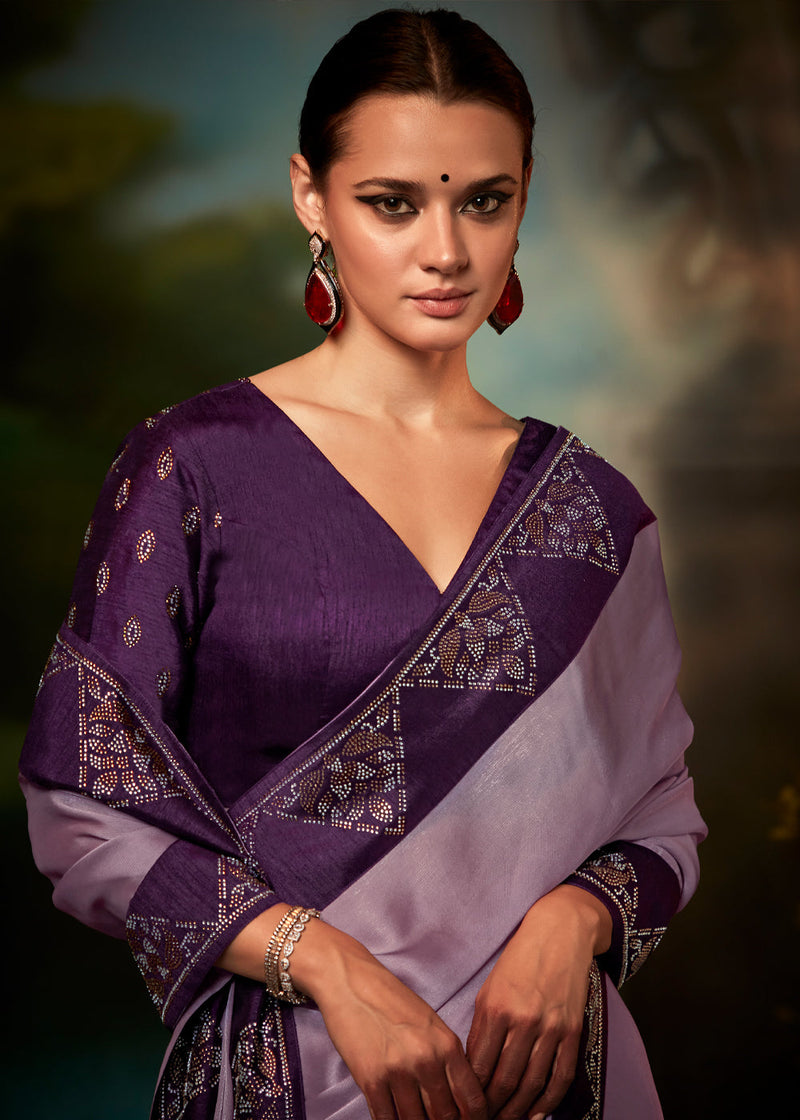 Purple saree | Exclusive saree blouse designs, Saree designs, Designer  saree blouse patterns