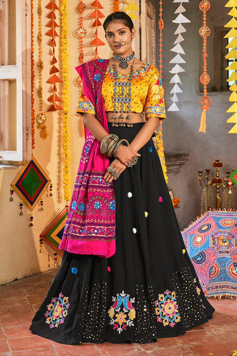 Navaratri Red Orange Black Chaniya Choli In Art Silk SFSA345004 – Siya  Fashions