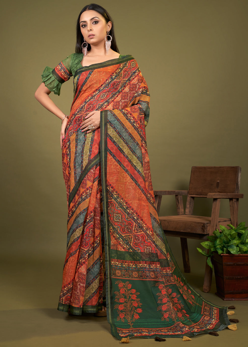 Buy MySilkLove Multicolor Cotton Patola Printed Silk Saree Online