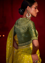 Gold Tips Yellow Woven Banarasi Georgette Silk Saree
