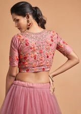Mauvelous Pink Designer Soft Net Lehenga Choli
