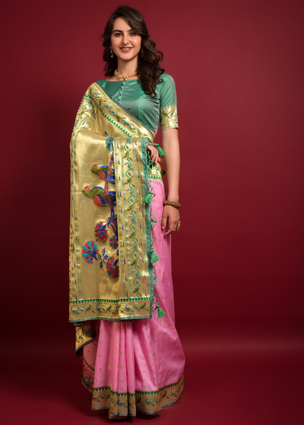 Buy MySilkLove Cotton Candy Woven Paithani Silk Saree Online