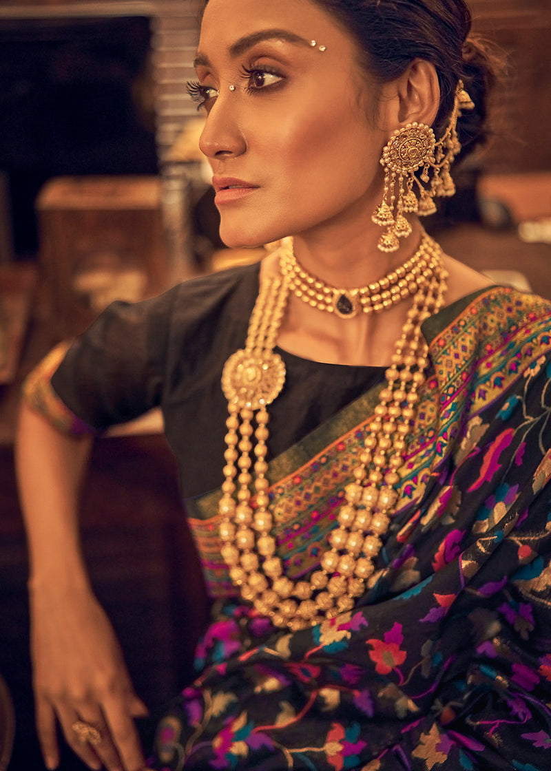 Buy Jaanvi fashion Women's Ikat Art Silk Saree with Jhumka with