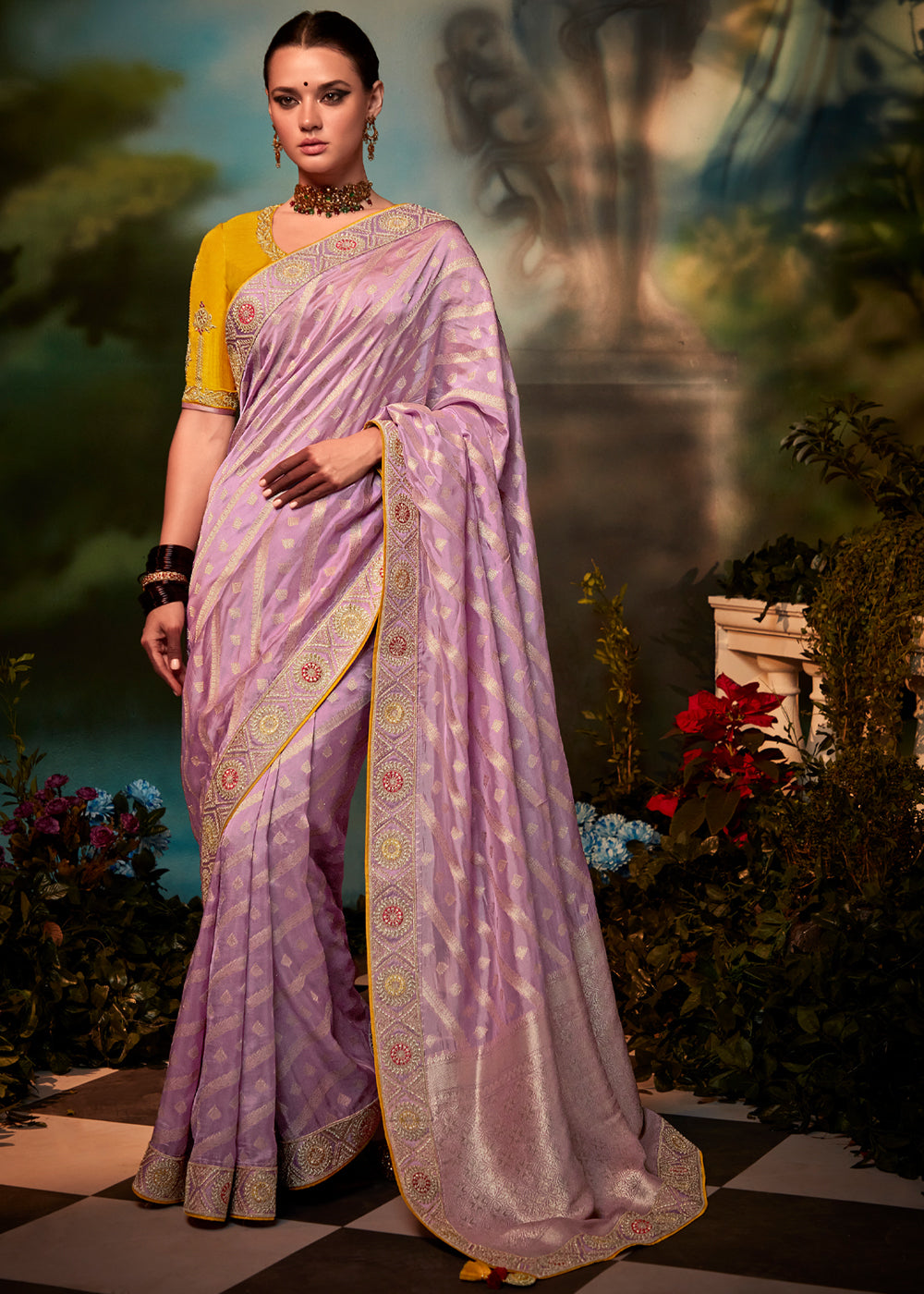 Buy MySilkLove Pastel Pink Woven Banarasi Soft Silk Designer Saree Online