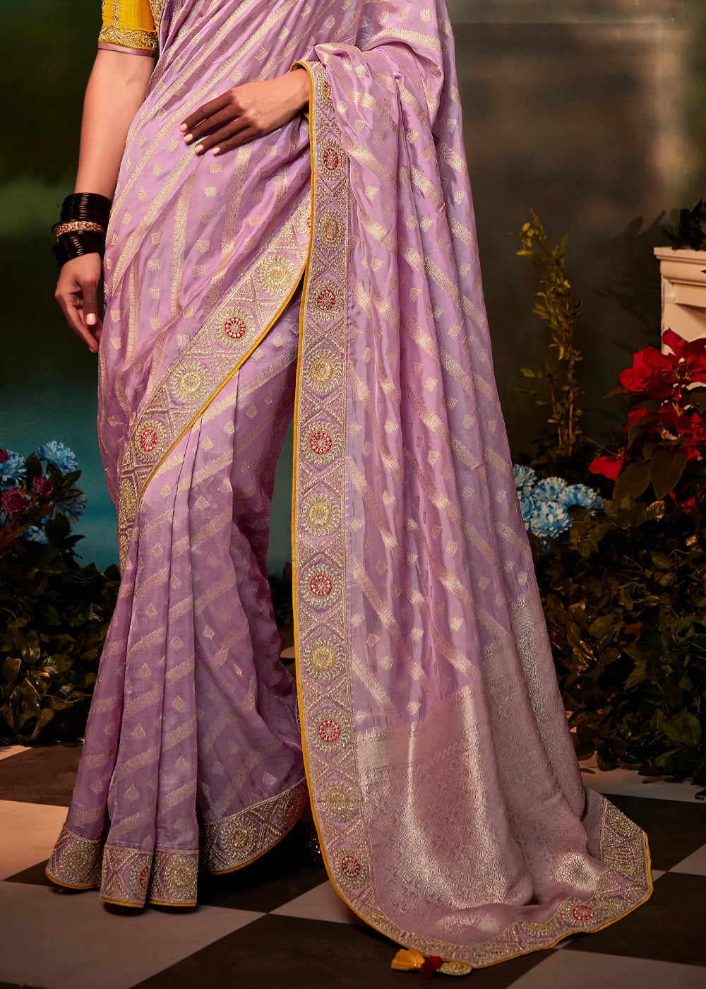 Buy MySilkLove Pastel Pink Woven Banarasi Soft Silk Designer Saree Online