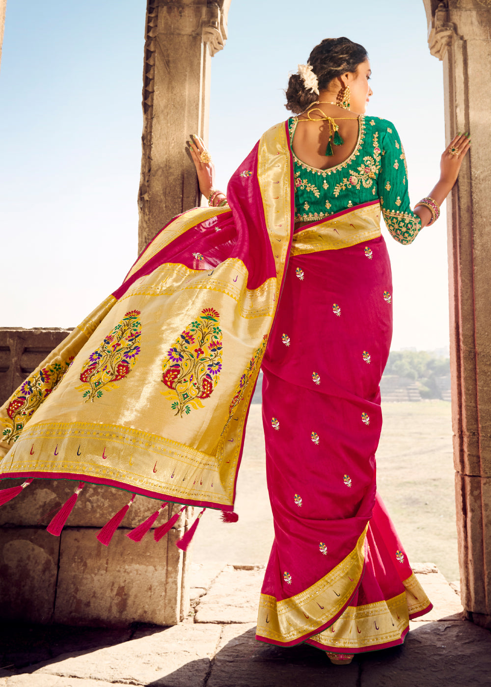 MySilkLove Cherry Red Banarasi Woven Silk Saree with Designer Blouse