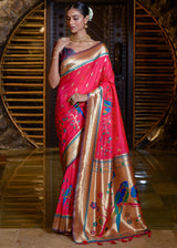 Valencia Red Woven Paithani Silk Saree