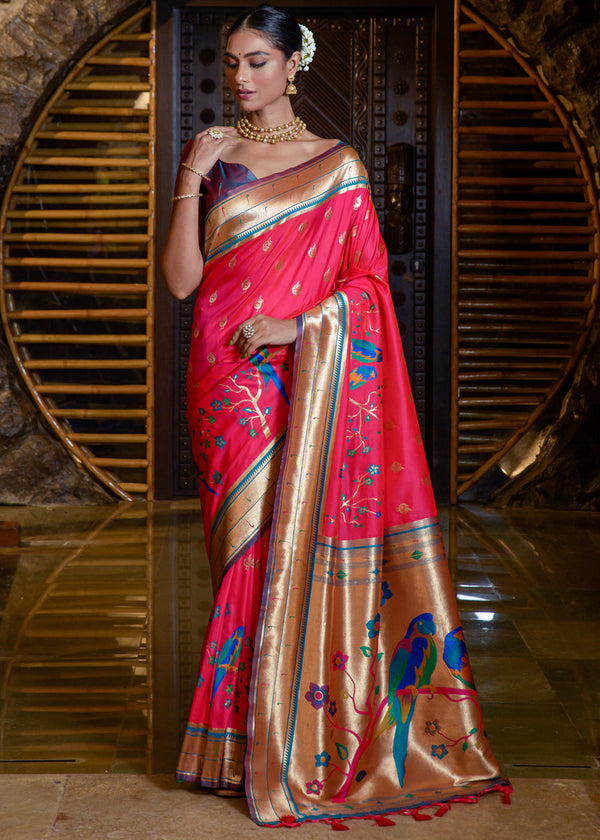 Brandy Rose Brown Woven Paithani Silk Saree – MySilkLove