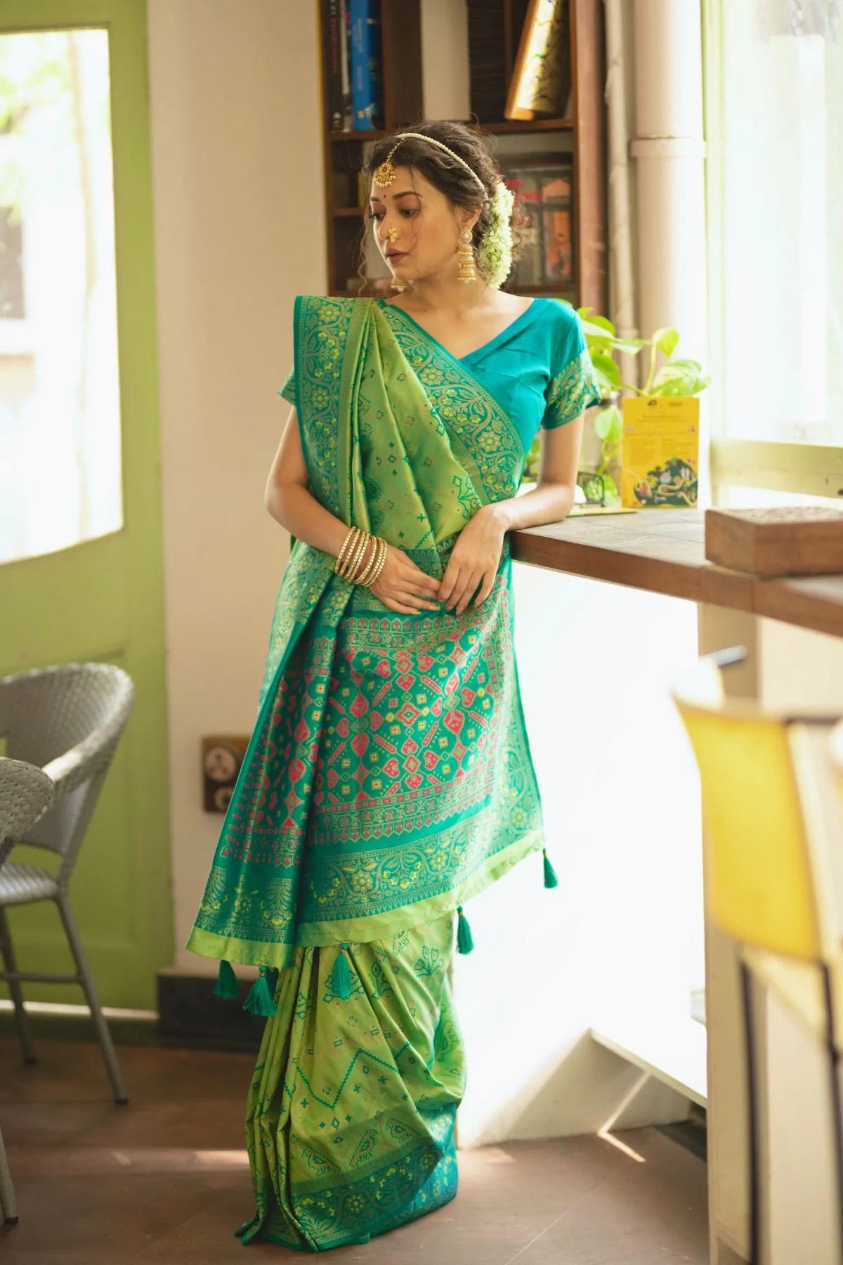 Buy MySilkLove Fern Pista Zari Woven Patola Silk Saree Online