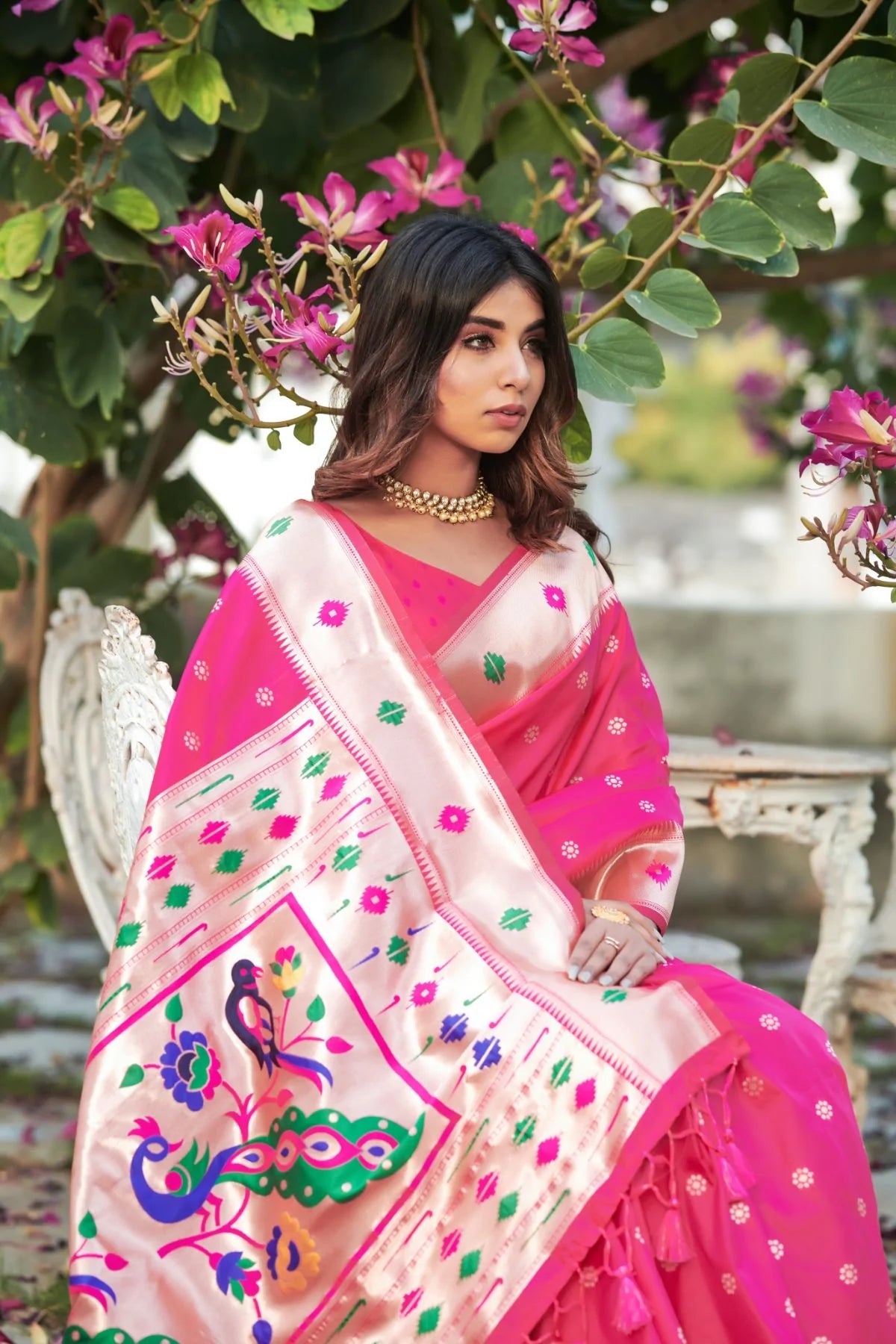 Buy MySilkLove Rose Pearl Pink Banarasi Silk Paithani Saree Online