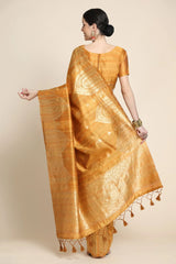 Ronchi Yellow Tussar Woven Silk Saree