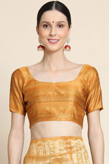 Ronchi Yellow Tussar Woven Silk Saree
