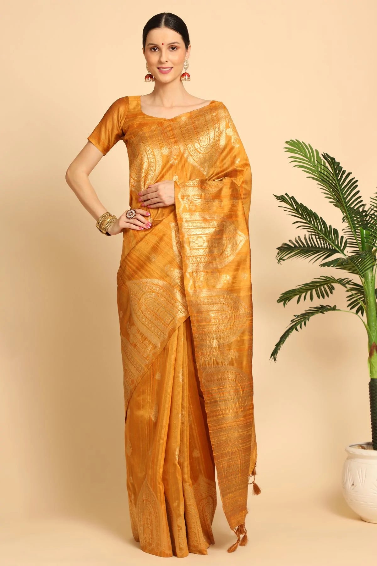 MySilkLove Ronchi Yellow Tussar Woven Silk Saree