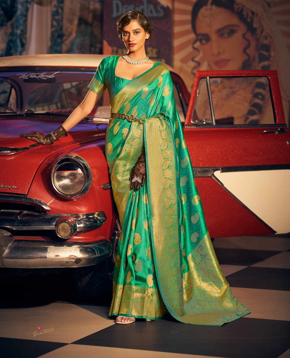 Buy MySilkLove Ocean Green Woven Handloom Banarasi Silk Saree Online