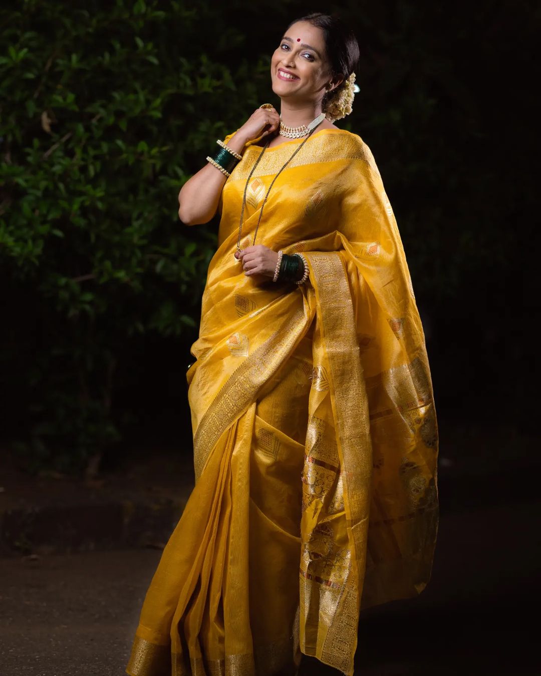 Buy MySilkLove Gold Yellow Banarasi Silk Saree Online