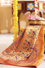 Mustard orange Woven Paithani Saree