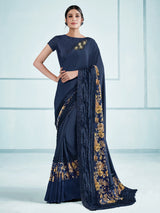 Pickled Bluewood Embroidery Designer Georgette Partywear Saree
