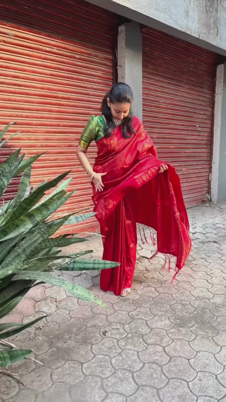 Buy MySilkLove Cedar Red Copper Zari Woven Banarasi Saree Online