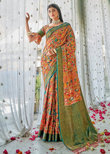 Pesto Green Kalamakari Digital Printed Saree