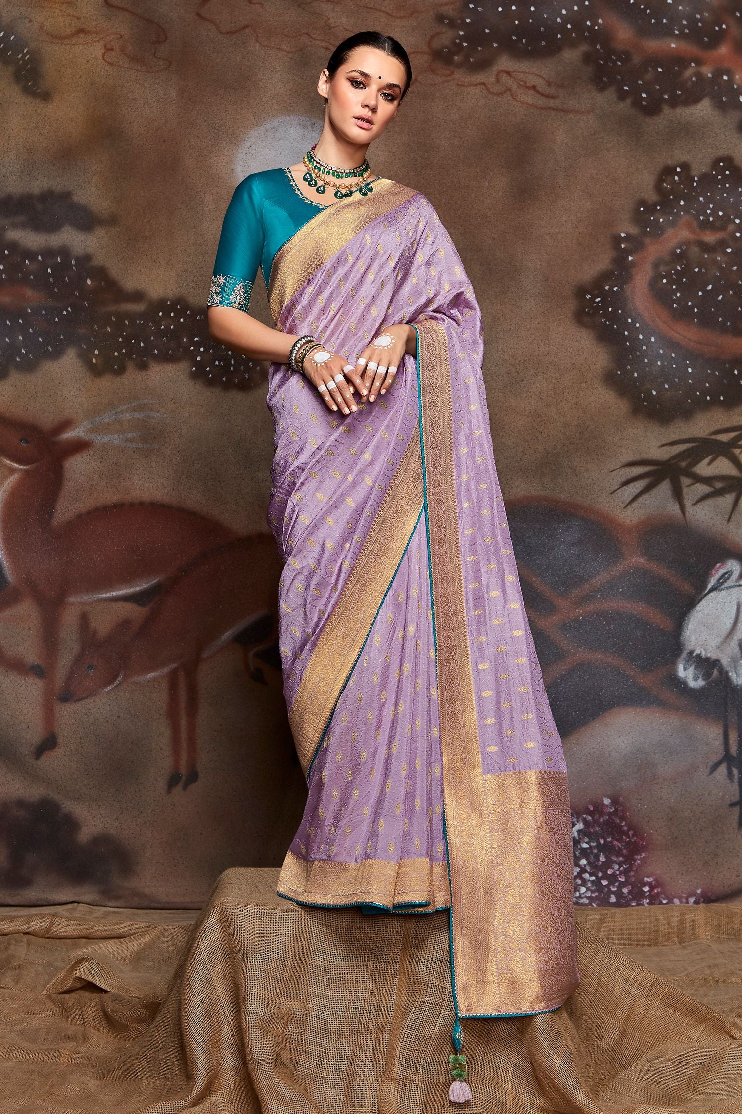 Buy MySilkLove Thistle Purple Woven Banarasi Art Silk Saree Online