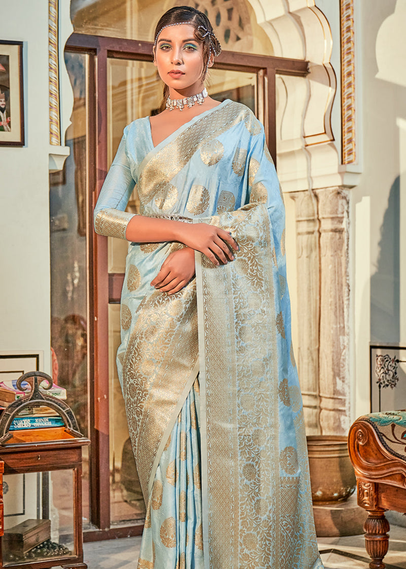 Wedding Collection Woven Banarasi Silk Sky Blue Saree|SARV147867