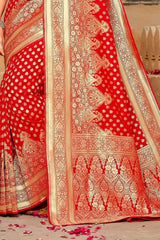 Alizarin Red Zari Woven Banarasi Saree