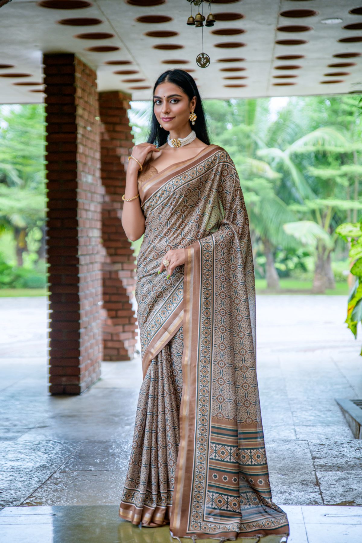 MySilkLove Nobel Grey and Brown Cotton Silk Saree