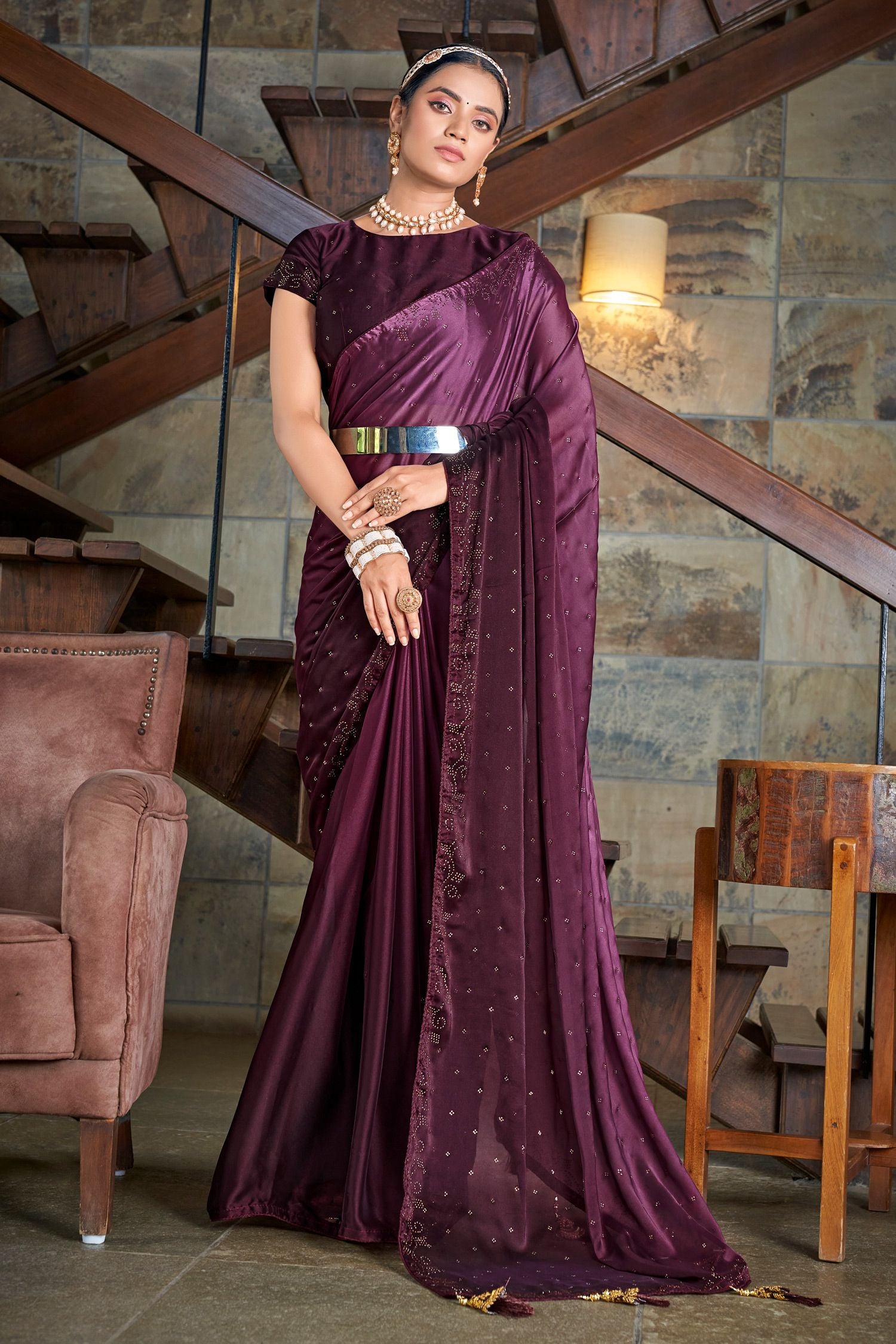 Buy MySilkLove Pixie Purple Designer Saree Online