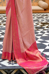 New york Pink Zari Woven Kanjivaram Saree
