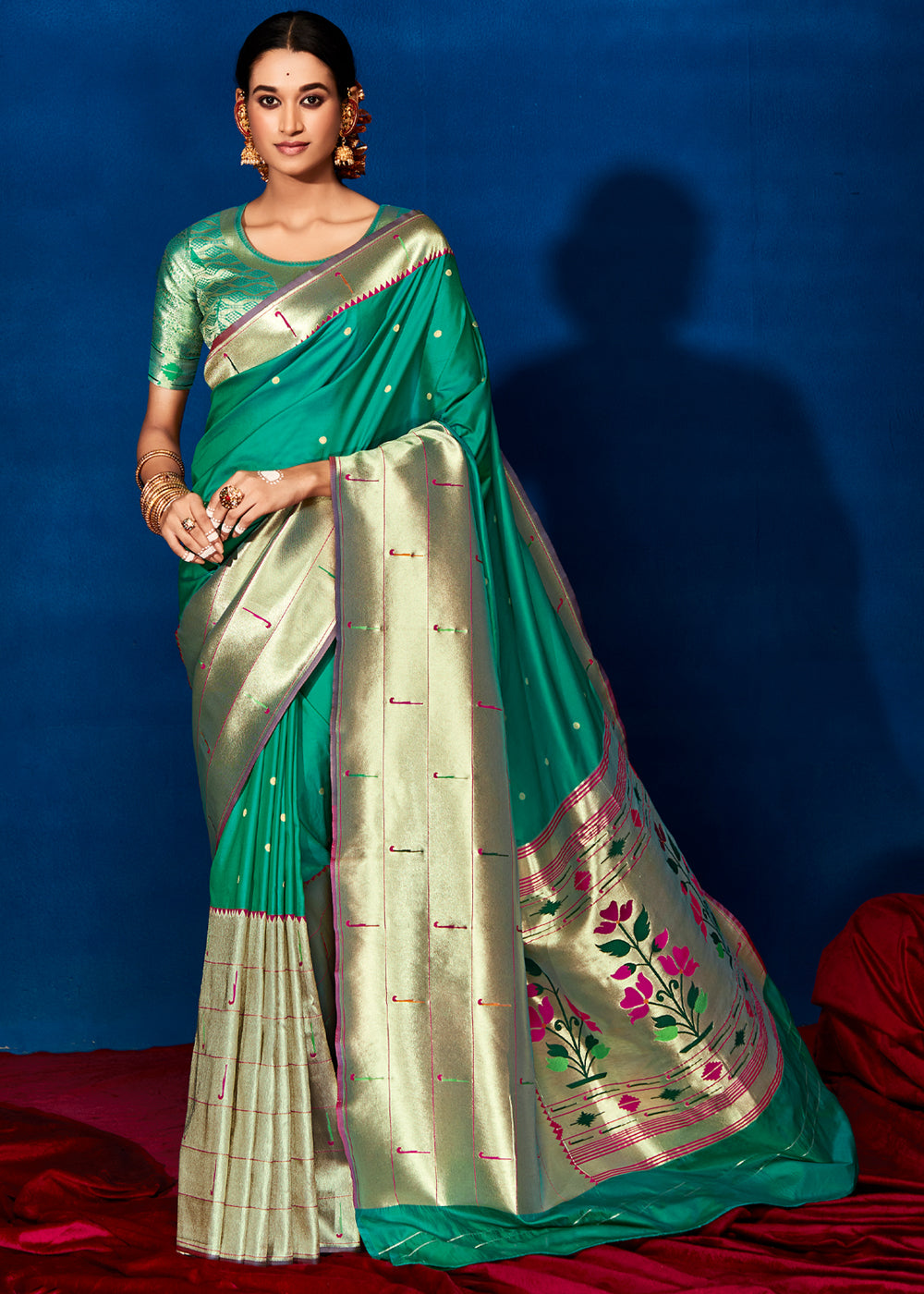 MySilkLove Leaf Green Woven Paithani Silk Saree