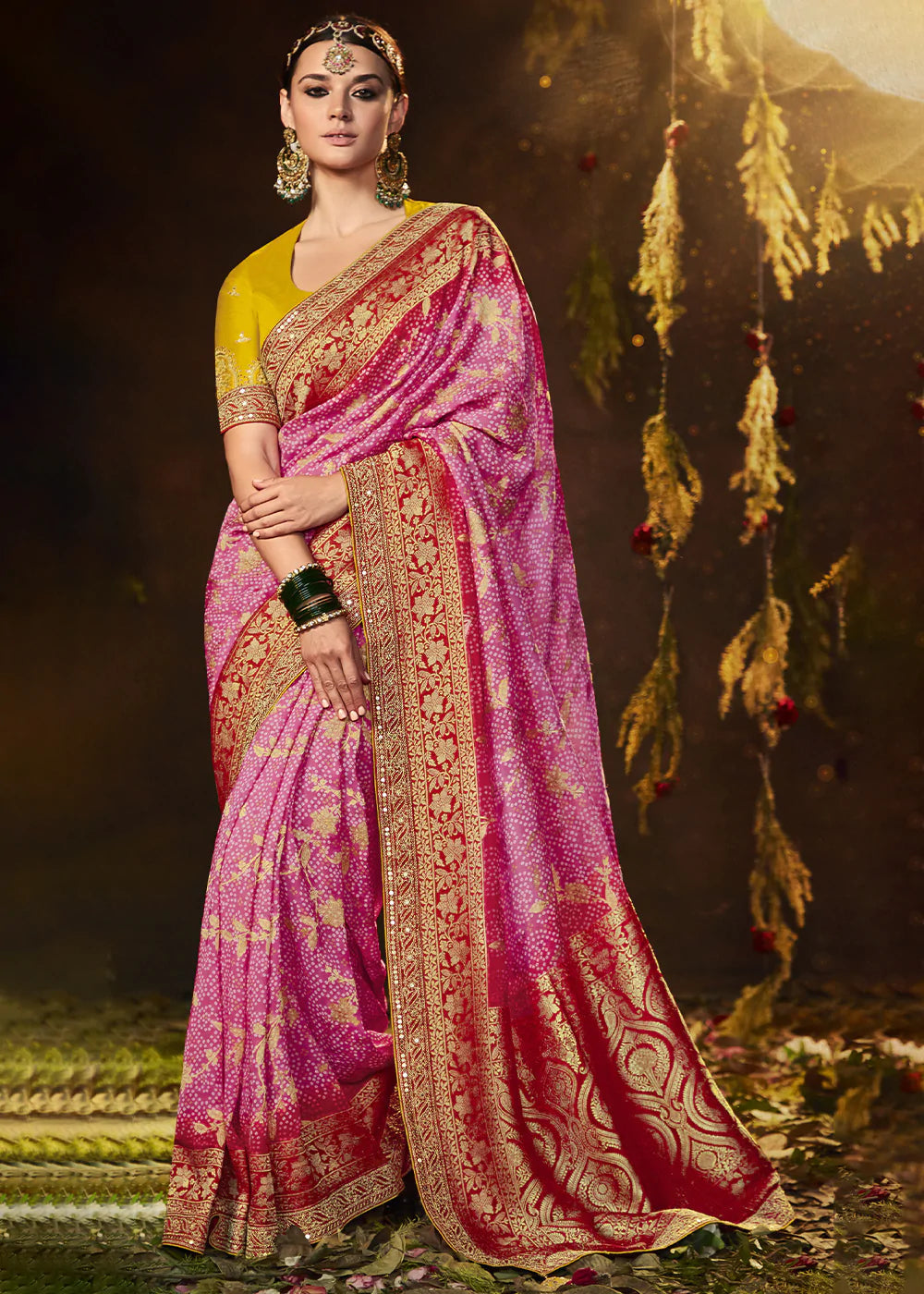 Buy MySilkLove Cinnamon Pink Woven Georgette Designer Saree with Embroidered Blouse Online